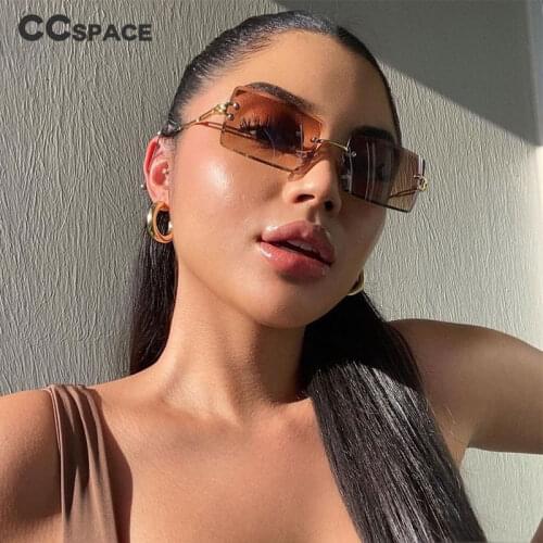 46506 Square Rimless Trimming Sunglasses Men Women Fashion Shades UV400 Vintage Glasses