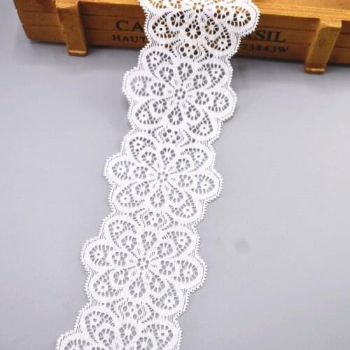 5Yards Elastic White Lace Ribbon French African Lace Fabric Sewing Lace Embroidered Lace Trim Wedding Dress Clothing Accessories