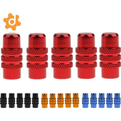5x Cycling MTB Bicycle Alluminum Alloy Presta Valve Cap Dust Cover for Added Grip Anodized Finish Red/Black