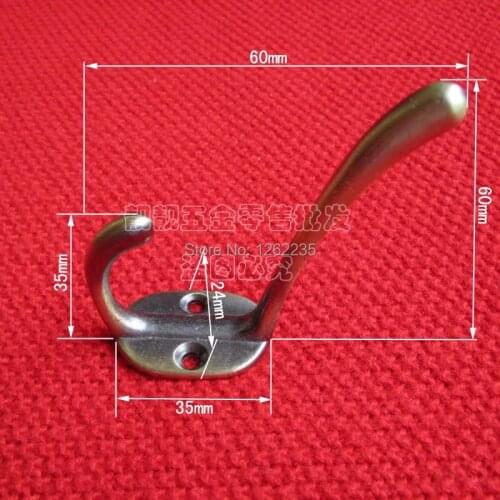 60 * 24 mm new solid silver double wall hook/hang clothings European hat hook/towel hook