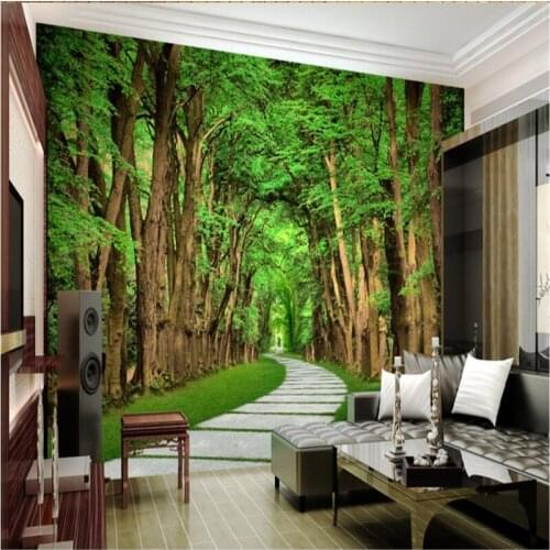 Beibehang Large Custom Mural Trees Shadows Road 3D Landscape Background Wall Background Paintings papel de parede infantil