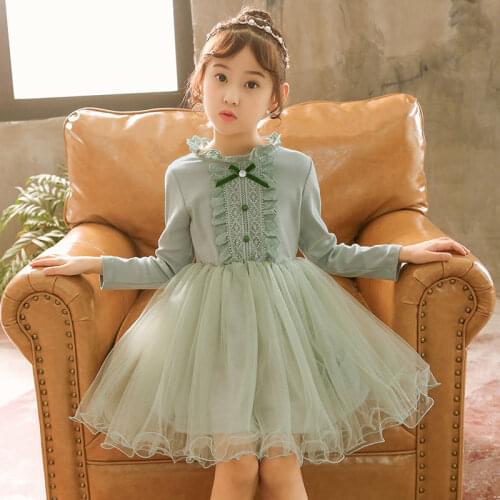 Spring Autumn Fashion Girls Mesh Ball Gown Dress 2020 Baby Girl Princess Dress Kids Girls Clothes DT019