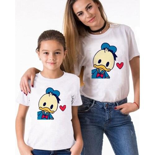 Love Donald Duck T Shirts Summer Short Sleeve White O-neck Tshirts Harajuku Streetwear Baby Kids Clothes Cute Cartoon Tops
