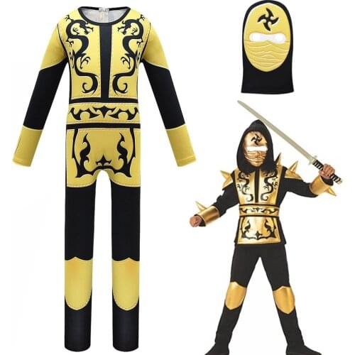 Boys Ninjago Advanced Bodysuit Role Playing Costume Boys Jumpsuit Set Halloween Christmas Party Ninja Superhero Set Kids Suit