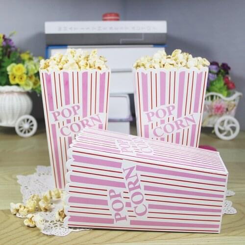 Large size pink stripes Popcorn Box paper box for party decoration baby happy birthday party supplies favor baby shower CP087