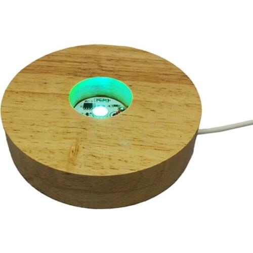 Creative Crystal Ball Nightstand Lamp with USB Solid Wood Base Luminous Handmade Glass Round Sphere for Table Decoration