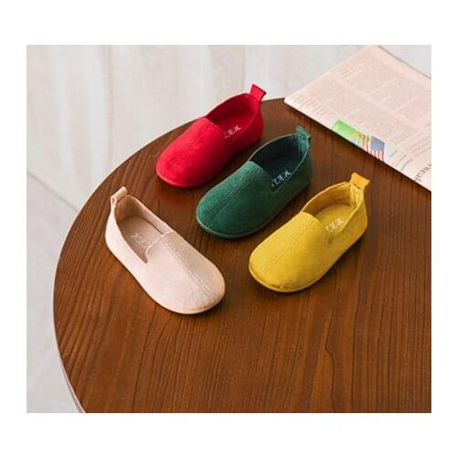 Candy Colors Girls and Boys Shoes Slip-on Soft Leather Casual Sneakers Flats Children Kids Comfortable Shoes Loafers Flat