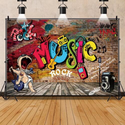 Laeacco Graffiti Backdrops For Photography Brick Wall Grunge Pattern Rock Music Party Child Portrait Photo Backgrounds Photocall