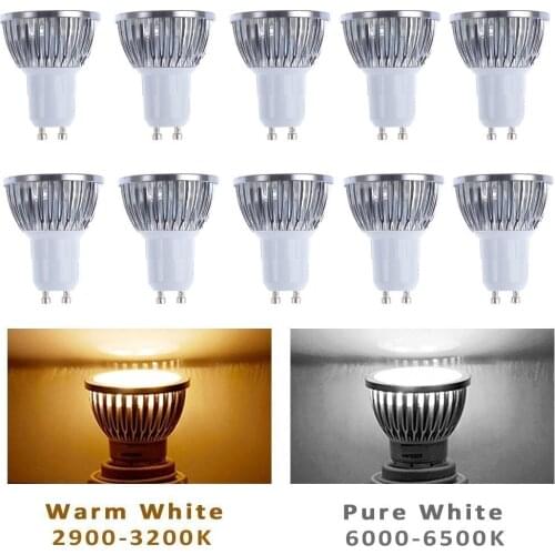 10pcs led bulb light GU10 socket 4W spotlight dimmable AC 220V 110V 3000K 4000K 6500K 8000K white red green blue yellow lamp
