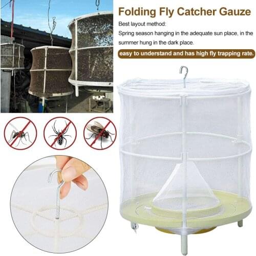Household Fly Trap Foldable Insect Catcher Net Pest Control Killer Flies Cage Cockroach Mouse Pest Killer Repeller