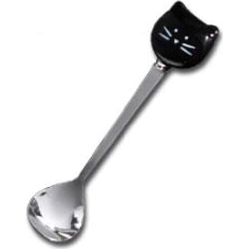 Stainless steel cute cat coffee spoon fruit fork dessert spoon candy teaspoon cat drinking kitchen accessories