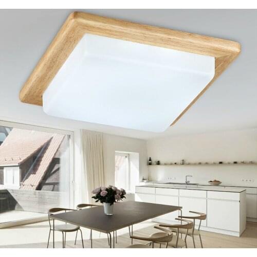 Fashion modern bedroom OAK round acrylic LED ceiling lights fixture home deco kitchen square wood led ceiling lamp AC110-240V