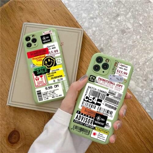 Fashion Retro Bar Code Label TPU Soft Case for iPhone 12mini 7 8 Plus SE2020 Cover for iPhone Xs Max 11Pro 12pro Max 6s XR