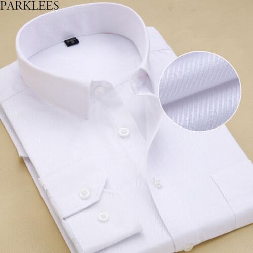 Mens Slim Fit Spread Collar White Drees Shirt 2018 Brand New Cotton High-quality Chemise Formal Social Office Shirt For Men 8XL
