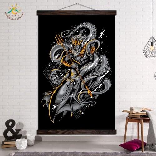 Posters and Prints Wall Art Canvas Painting Decorative Painting Art Wall Picture for Living Room Black white The sea God