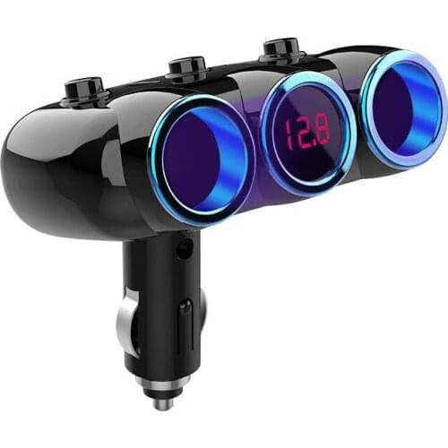 50pcs,Car Cigarette Lighter Splitter Socket Adapter Voltage Display Monitor For iPhone Samsung 3.1A Dual USB Ports Charger