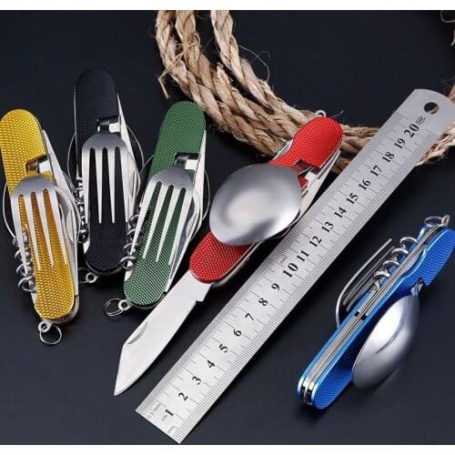 Detachable Combined Outdoor Travel Tableware Multifunctional Folding Swiss Knife Gift Knife Good Wilderness Survival Gadgets