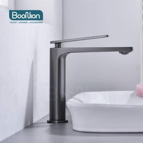 Boonion Gun gray brass basin faucet bathroom faucet single handle hot and cold single hole Nordic style color washbasin
