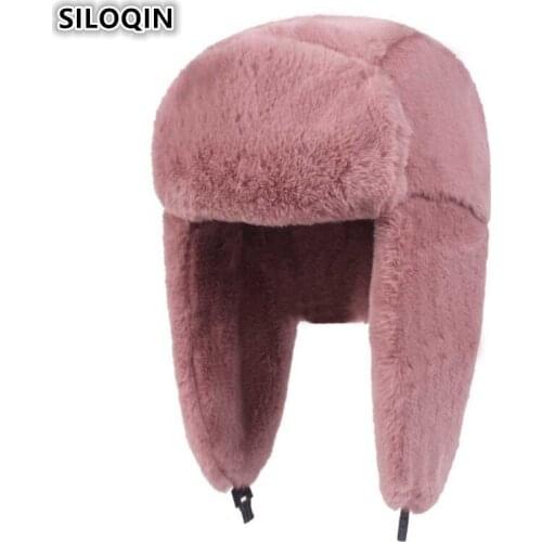 SILOQIN Plus Velvet Thick Winter Womens Hat Warm Bomber Hats Cycling Windproof Earmuffs Cap For Women Ski Caps Girls Brands Hat