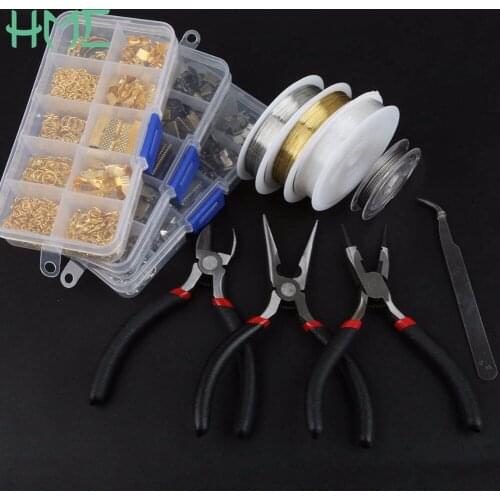 DIY Jewelry Findings Box Jewelry Tool Single Ring/Lobster Clasp Hook/Tail chain/Clip Buckle/Beading Earring Making Kit Materials
