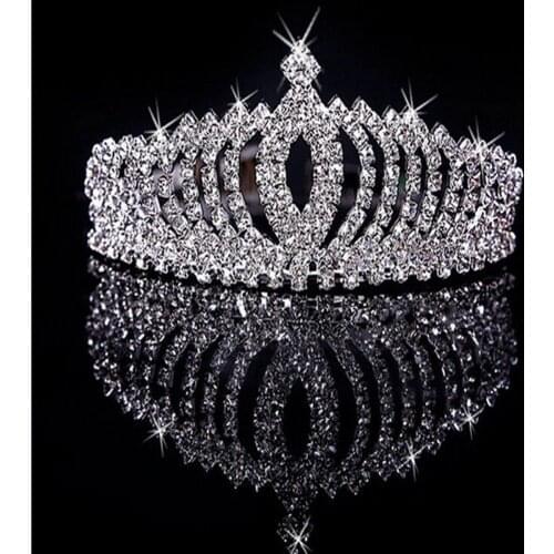 Stylish Rhinestone Tiara Childrens Hair Hoop Crown Girl Summer High-grade Crystal Silver Jewelry Diamond of the Girls