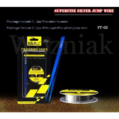0.009mm Superfine Silver Jump line With Ultra-Sharp Precision Fly Wire Tweezer For Cell Phone Mainboard PCB Maintenance Welding