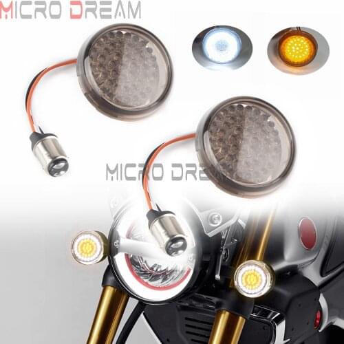 2'' Motorcycle 1157 White/Amber LED Turn Signal Indicator Light For Harley Road Glide Touring Dyna Softail Sportster 883 1200 XL