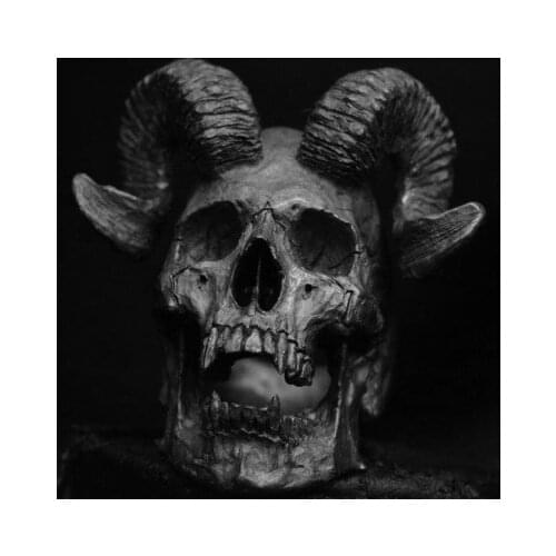 Vintage Punk Gothic Satanic Demon Sorath Ram Head Skull Ring Men Stainless Steel Biker Ring Baphomet Jewelry Gift