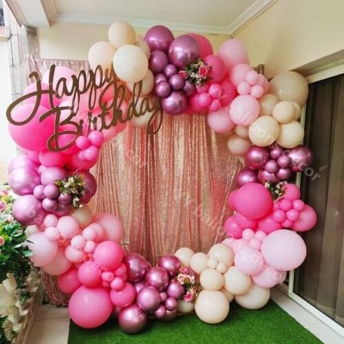 Hot Pink DIY Balloons Garland Metallic Rose Red 112pcs Latex Globos For Wedding Decoration Adult/kids Birthday Party Daby Shower