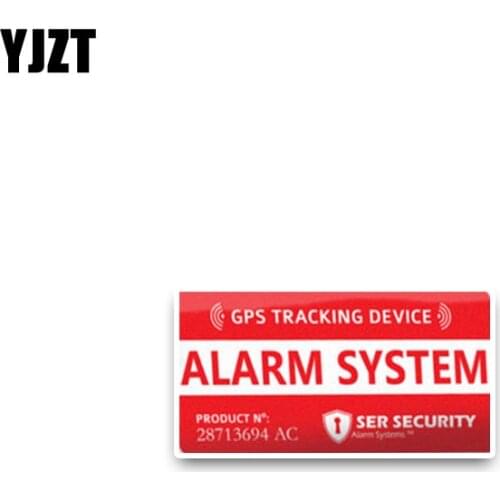 YJZT 10.6*5.6CM GPS Alarm System Red Sticker Decals Smart PVC Creative C1-3027