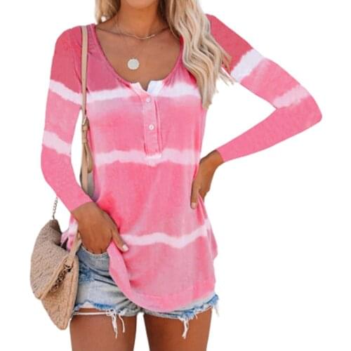 Tie Dye Printed Long Sleeve Striped Tshirt Women Fashion Casual Slim Tee Shirt Femme Harajuku Autumn Streetwear Female Top Shirt