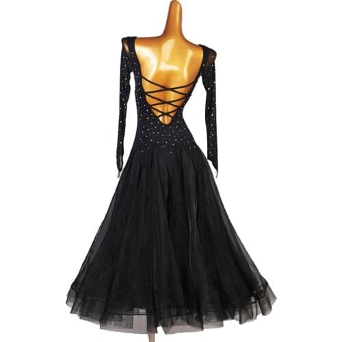 Custom made Ballroom Dresses Sexy long sleeves Stage Waltz Dancing Big Swing Dress Women Ballroom Competition Dance Costumes