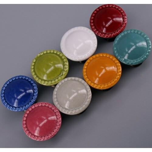 1x Various Color Ceramic Wardrobe Hardware Ancient Style Button Knobs Garden Euro-Style Retro Porcelain Drawer Door Pull Knobs