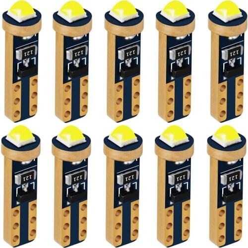 10Pcs T5 W1.2W W3W 74 Super Bright LED Bulbs Car Interior Light CANBUS Auto Side Wedge Dashboard Gauge Instrument Lamps