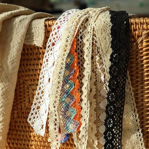 10yard Cotton Thread Wide Lace Trim White Dress Decoration Lace Handmade DIY Narrow Cloth Accessories Curtain Lace