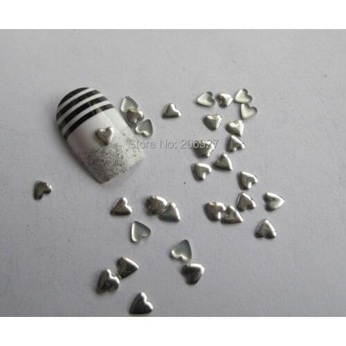 200pcs Cute S-85 4mm Nail Art Silver Heart Metal Stud Nail Art Decoration