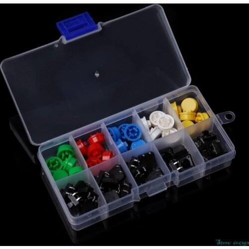 25Pcs/Set 12x12x7.3mm Momentary Tactile Push Button Touch Micro Switch 4P PCB with Cap