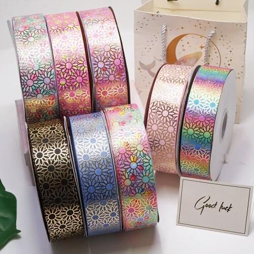 38mm 1.5 Inch Printing Golg Foil Printed Grosgrain ribbons G2201903