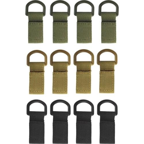 4 Pieces Carabiner Hook Webbing Buckle Nylon Molle Belt Hanging Key Ring Keychain D Ring Buckles Outdoor Tool