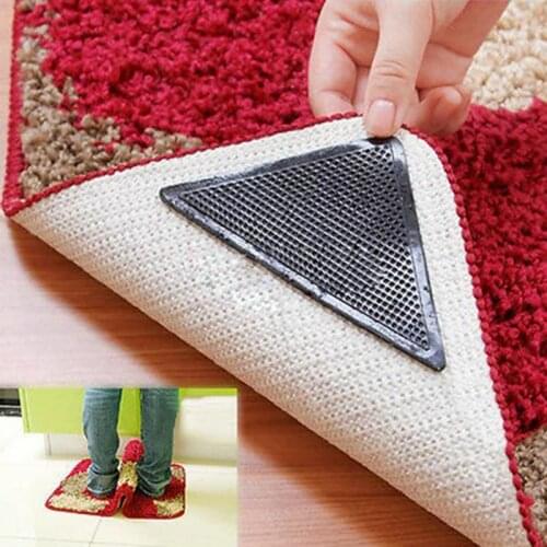 4Pcs/set Carpet Non-slip Mat Fixed Stickers Triangle Rubber Pu Household Carpet Anti-slip Mat Patch