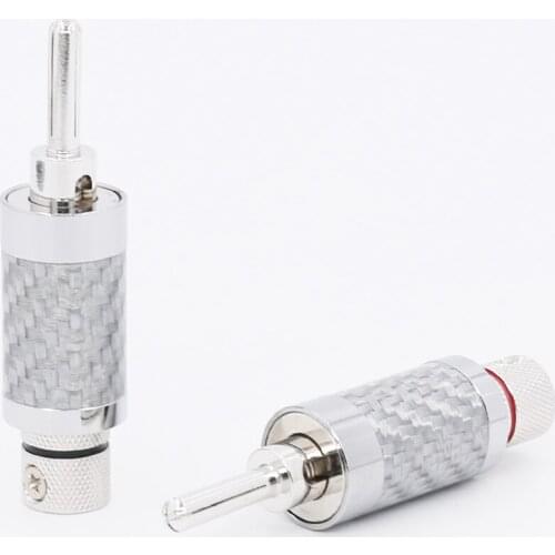 4x HiFi Rhodium Carbon Fiber Banana Plug Speaker Cable Copper Connector hi end