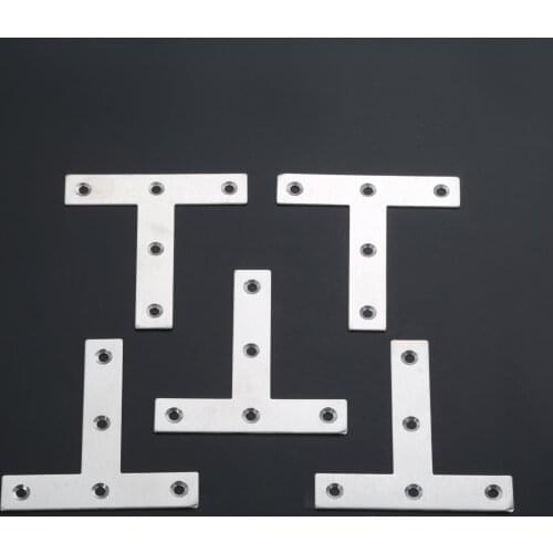 5PCS Flat T Shape Repair Bracket Brace Brackets Connector Furniture Fixing-Corner Stainless Steel Angle Plate Corner Brace