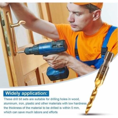 6PCS Mintiml Hex Shank M3-M10 Hss Taps Countersink Deburr Metric High Speed Steel 1/4 IN Quick Change Screw Tap Drill