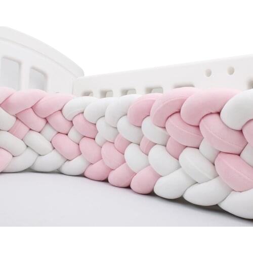 6 Knotted 200cm Braided Baby Bed Bumper Soft Pad Cushion Nursery Cradle Infant Room Long Braid Pillow