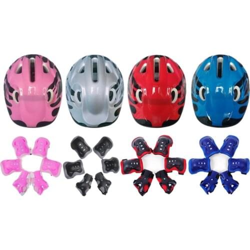 7Pcs MTB Bike Cycling Helmet Kids/Adults Sport Accessories Adjustable Road Bicycle Helmet Knee Elbow Wrist Protective Guard Pad