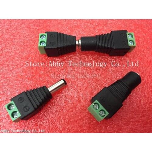 5.5mm x 2.1mm Female Male DC Power Plug Adapter for 5050 3528 5060 Single Color LED Strip and CCTV Cameras