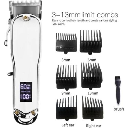 Cordless hair trimmer rechargeable hair clipper haircut machine oilhead clipper white hair carving clipper beard trimmer 12W