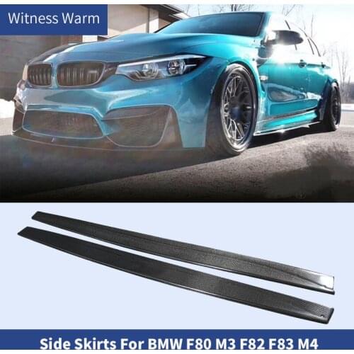 For M4 M3 Carbon Fiber Car Side Skirt Apron For BMW F80 M3 F82 M4 Sedan Coupe 2015 2016 2017