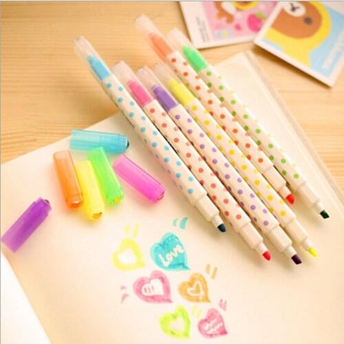 Erasable Highlighter pen Candy spot crystal diamond Dual side marker Escolar Stationery School supplies WJ0019