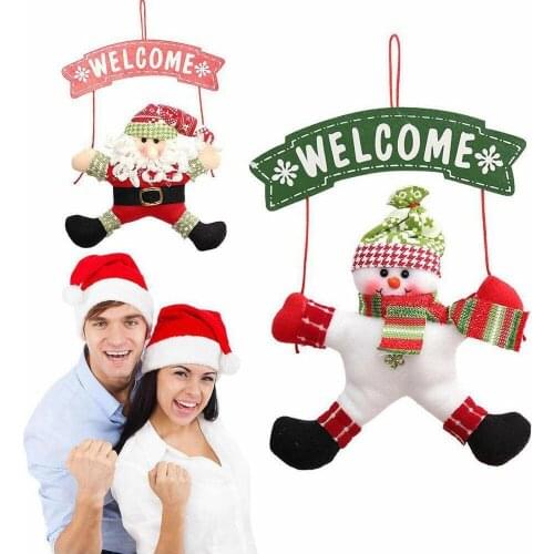 Christmas Door Hanging Tree Home Decor Ornaments Xmas Gift Santa Claus Snowman